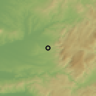Shaded relief of the 52 km around Oraviţa, drawn from the GMTED2010 grid