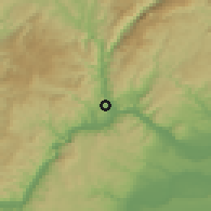 Shaded relief of the 52 km around Orşova, drawn from the GMTED2010 grid