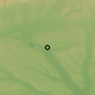 Shaded relief of the 52 km around Bălteni, drawn from the GMTED2010 grid