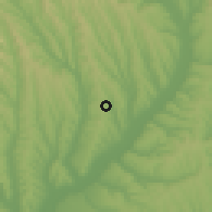 Shaded relief of the 51 km around Perieni, drawn from the GMTED2010 grid