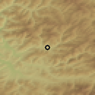 Shaded relief of the 50 km around Poienile de sub Munte, drawn from the GMTED2010 grid