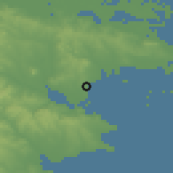 Shaded relief of the 52 km around Sarichioi, drawn from the GMTED2010 grid