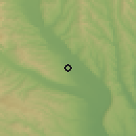 Shaded relief of the 51 km around Sascut, drawn from the GMTED2010 grid