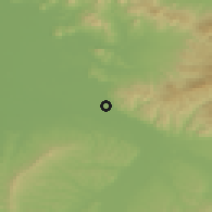 Shaded relief of the 50 km around Seini, drawn from the GMTED2010 grid