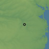 Shaded relief of the 52 km around Basarabi, drawn from the GMTED2010 grid
