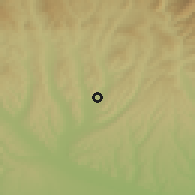 Shaded relief of the 51 km around Stâlpeni, drawn from the GMTED2010 grid