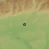 Shaded relief of the 52 km around Târgu Jiu, drawn from the GMTED2010 grid