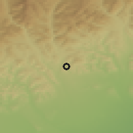 Shaded relief of the 51 km around Telega, drawn from the GMTED2010 grid