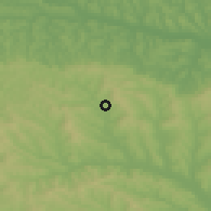 Shaded relief of the 51 km around Ţibana, drawn from the GMTED2010 grid