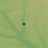 Shaded relief of the 52 km around Turburea, drawn from the GMTED2010 grid