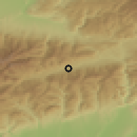 Shaded relief of the 51 km around Uricani, drawn from the GMTED2010 grid