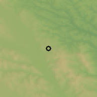 Shaded relief of the 51 km around Vorona, drawn from the GMTED2010 grid