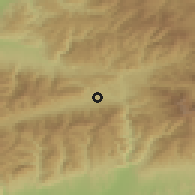 Shaded relief of the 51 km around Vulcan, drawn from the GMTED2010 grid