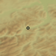 Shaded relief of the 48 km around Abaza, drawn from the GMTED2010 grid