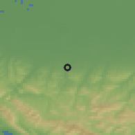 Shaded relief of the 52 km around Akhtyrskiy, drawn from the GMTED2010 grid