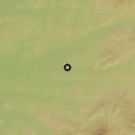 Shaded relief of the 49 km around Chegdomyn, drawn from the GMTED2010 grid