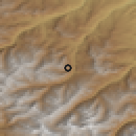 Shaded relief of the 52 km around Chegem, drawn from the GMTED2010 grid