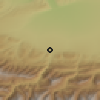 Shaded relief of the 52 km around Alagir, drawn from the GMTED2010 grid