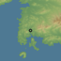 Shaded relief of the 52 km around Fokino, drawn from the GMTED2010 grid