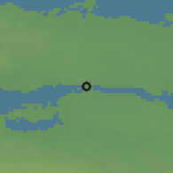Shaded relief of the 48 km around Kaliningrad, drawn from the GMTED2010 grid