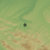 Shaded relief of the 52 km around Khadyzhensk, drawn from the GMTED2010 grid