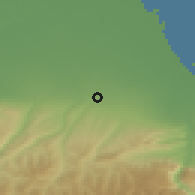 Shaded relief of the 52 km around Khasavyurt, drawn from the GMTED2010 grid