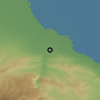 Shaded relief of the 52 km around Kizilyurt, drawn from the GMTED2010 grid