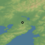 Shaded relief of the 52 km around Artyom, drawn from the GMTED2010 grid