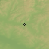 Shaded relief of the 49 km around Kuvandyk, drawn from the GMTED2010 grid
