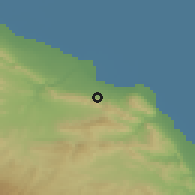Shaded relief of the 52 km around Leninkent, drawn from the GMTED2010 grid