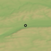 Shaded relief of the 45 km around Lensk, drawn from the GMTED2010 grid