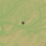 Shaded relief of the 48 km around Mezhdurechensk, drawn from the GMTED2010 grid