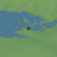 Shaded relief of the 51 km around Azov, drawn from the GMTED2010 grid