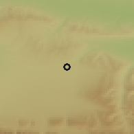 Shaded relief of the 52 km around Nazran, drawn from the GMTED2010 grid