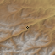 Shaded relief of the 52 km around Nizhne Bakhsen, drawn from the GMTED2010 grid