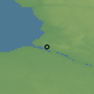 Shaded relief of the 43 km around Onega, drawn from the GMTED2010 grid