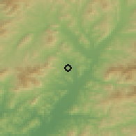 Shaded relief of the 52 km around Partizansk, drawn from the GMTED2010 grid