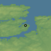 Shaded relief of the 41 km around Polyarnyy, drawn from the GMTED2010 grid
