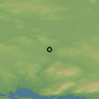 Shaded relief of the 42 km around Polyarnyye Zori, drawn from the GMTED2010 grid