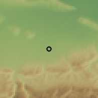 Shaded relief of the 52 km around Shali, drawn from the GMTED2010 grid
