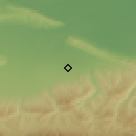 Shaded relief of the 52 km around Tsotsin-Yurt, drawn from the GMTED2010 grid