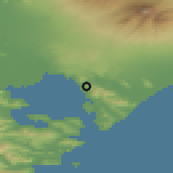 Shaded relief of the 48 km around Vilyuchinsk, drawn from the GMTED2010 grid