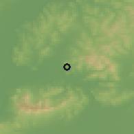Shaded relief of the 51 km around Bikin, drawn from the GMTED2010 grid