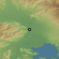 Shaded relief of the 48 km around Yelizovo, drawn from the GMTED2010 grid