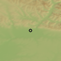 Shaded relief of the 48 km around Zeya, drawn from the GMTED2010 grid