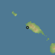 Shaded relief of the 59 km around Sandy Point, drawn from the GMTED2010 grid