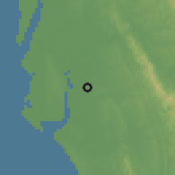 Shaded relief of the 58 km around Fulchhari, drawn from the GMTED2010 grid