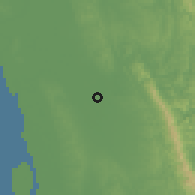 Shaded relief of the 58 km around Sātkāniya, drawn from the GMTED2010 grid