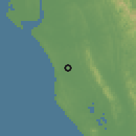 Shaded relief of the 58 km around Ukhia, drawn from the GMTED2010 grid