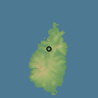 Shaded relief of the 59 km around Cul de Sac, drawn from the GMTED2010 grid